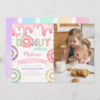 Editable Donut Birthday Party Foto Einladung