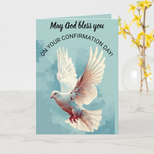 Editable Dove Religious Confirmation Day Karte (Gelbe Blume)