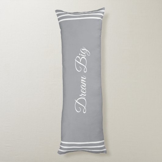 Editable Dream Big Text auf Quick Silver Grau Seitenschläferkissen (Rückseite (Vertikal))