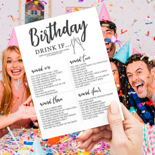 EDITABLE Drink if Birthday Game card Einladung