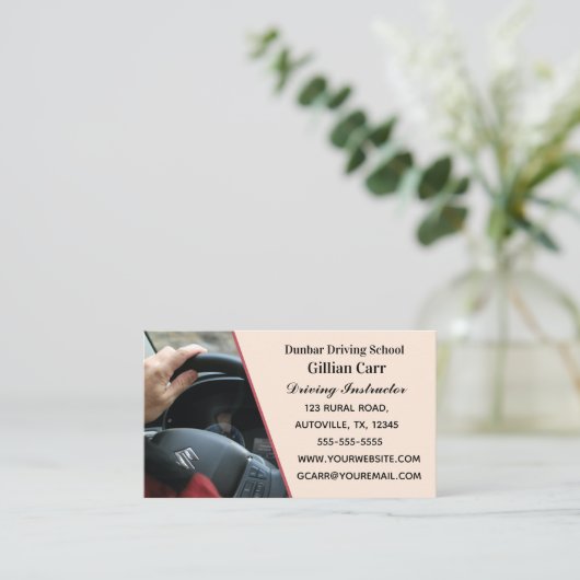Editable Driving School Instructor Visitenkarte (Stehend Vorderseite)