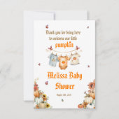Editable druckbare Herbst Pumpkin Baby Dusche Dankeskarte (Vorderseite)