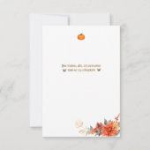 Editable druckbare Herbst Pumpkin Baby Dusche Dankeskarte (Rückseite)
