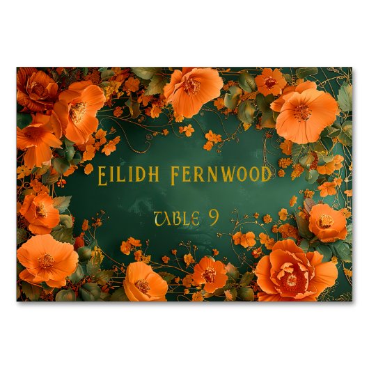 Editable Druid Hill Herbsthochzeit Platzkarten Tischnummer (Vorderseite)