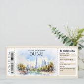 Editable Dubai Boarding Pass Flugzeug Ticket Einladung (Stehend Vorderseite)