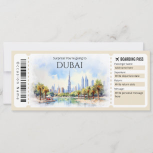 Editable Dubai Boarding Pass Flugzeug Ticket Einladung