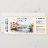Editable Dublin Boarding Pass Flugzeug Ticket