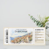 Editable Dubrovnik Flugzeug Ticket, Croatia Trip Einladung (Stehend Vorderseite)