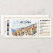 Editable Dubrovnik Flugzeug Ticket, Croatia Trip Einladung (Vorne/Hinten)