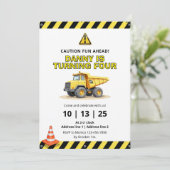 Editable Dump Truck Construction Party lädt ein Einladung (Stehend Vorderseite)