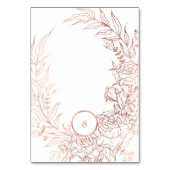 Editable Dusty Rose Gold Custom Wreath Wedding Tischnummer (Rückseite)