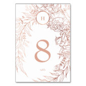 Editable Dusty Rose Gold Custom Wreath Wedding Tischnummer (Vorderseite)