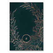 Editable Dusty Rose Gold Emerald Custom Wreath Tischnummer (Rückseite)
