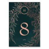 Editable Dusty Rose Gold Emerald Custom Wreath Tischnummer (Vorderseite)