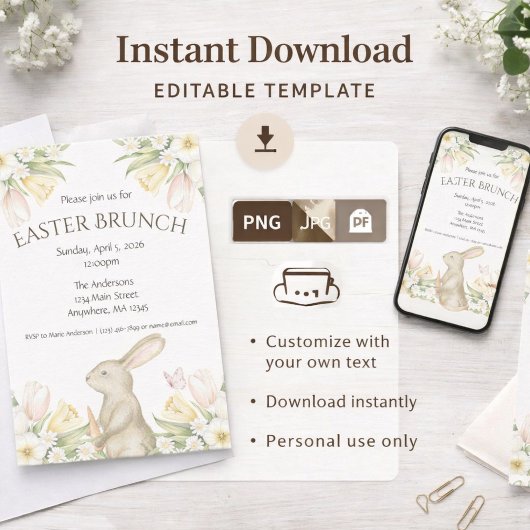 Editable Easter Brunch Invitation Instant Download Einladung