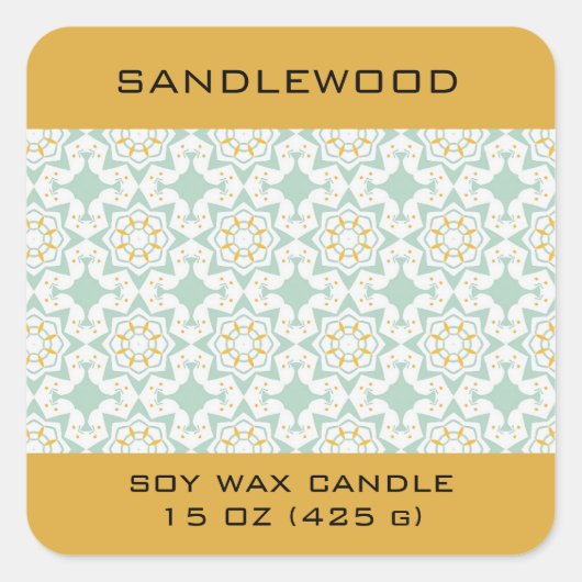 Editable Eastern Design Sandalwood Product Quadratischer Aufkleber (Vorderseite)