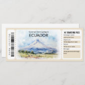 Editable Ecuador Flugzeug Ticket, Ecuador Trip Einladung (Vorne/Hinten)