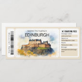 Editable Edinburgh Flugzeug Ticket Scotland Trip Einladung (Vorne/Hinten)
