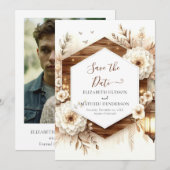 Editable einfache rustikale Hochzeit Save The Date (Vorne/Hinten)