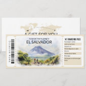 Editable El Salvador Flugzeug Ticket, Salvador Tri Einladung (Vorne/Hinten)