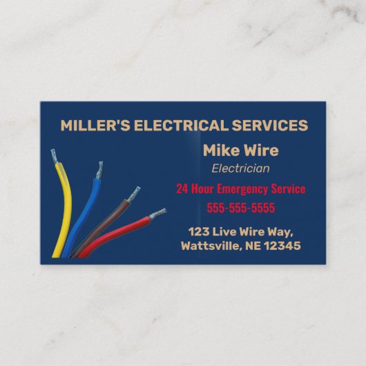 Editable Electrical Business Card Visitenkarte (Vorderseite)