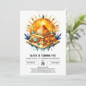 Editable Elegant Altes Ägypten Pyramids Geburtstag Einladung (Stehend Vorderseite)