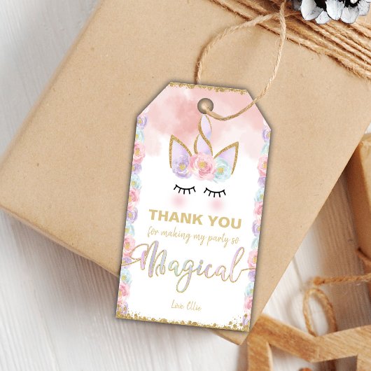 Editable Elegant Birthday Favor Labels Geschenkanhänger