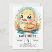 Editable Elegant Duck Birthday Einladung (Vorderseite)