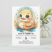 Editable Elegant Duck Birthday Einladung (Stehend Vorderseite)