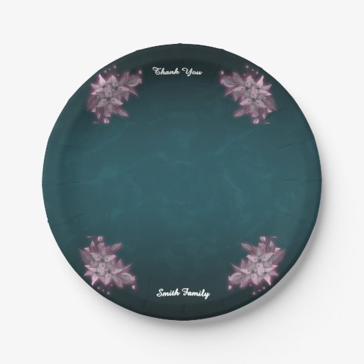Editable Elegant Floral Paper Plates Pappteller (Vorderseite)