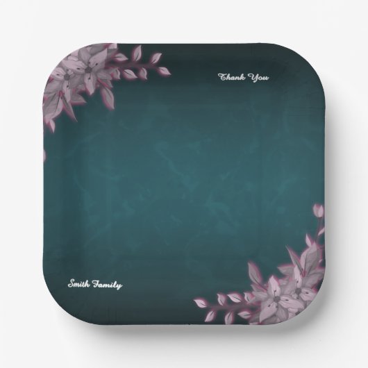 Editable Elegant Floral Paper Plates Pappteller (Vorderseite)