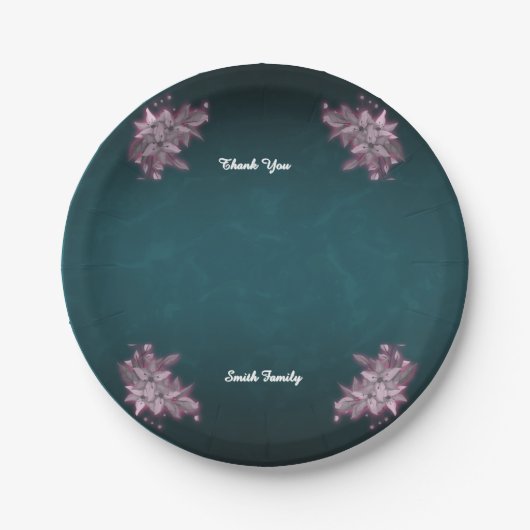 Editable Elegant Floral Paper Plates Pappteller (Vorderseite)