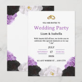 Editable Elegant Purple Floral Wedding Invitation Einladung (Vorne/Hinten)