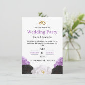 Editable Elegant Purple Floral Wedding Invitation Einladung (Stehend Vorderseite)