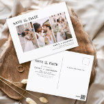Editable Elegant Save the Date 3 Foto Einfach Postkarte<br><div class="desc">Modernes und elegantes Landschaftsbild Horizontal Drei (3) Foto Save the Date Hochzeitsmagnet mit handgeschriebener Schriftzeichen. Der Save the Date einladende Magnet beinhaltet Skripttypografie und schick und schlichtes Design,  mit dem Sie Ihre individuelle Verlobung Fotografie hinzufügen können.</div>