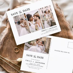 Editable Elegant Save the Date 4 Foto Einfach Postkarte