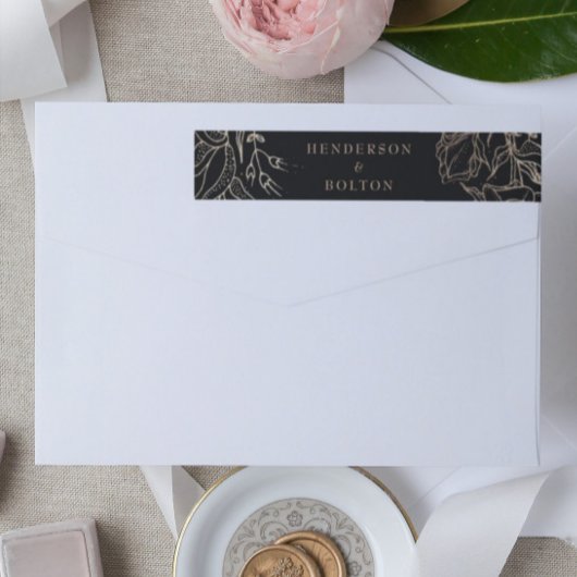 Editable Elegante Black Gold Custom Wreath Wedding