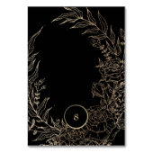 Editable Elegante Black Gold Custom Wreath Wedding Tischnummer (Rückseite)