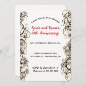 Editable elegante Schwarz-Weiß-Blumen-Rahmen Einladung (Vorne/Hinten)