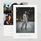 Editable Elegante Text Foto University Abschluss Ankündigung (Vorne/Hinten)