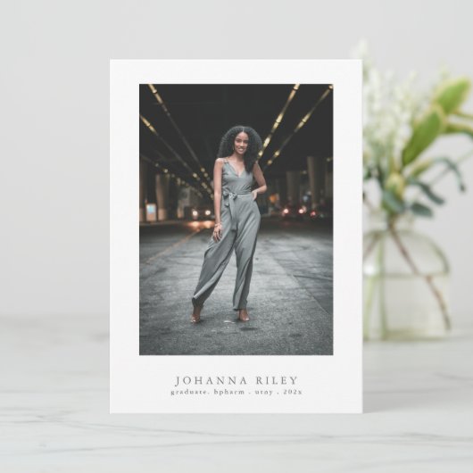 Editable Elegante Text Foto University Abschluss Ankündigung (Stehend Vorderseite)