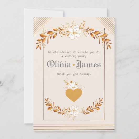 Editable Elegante Wedding Einladung (Rückseite)