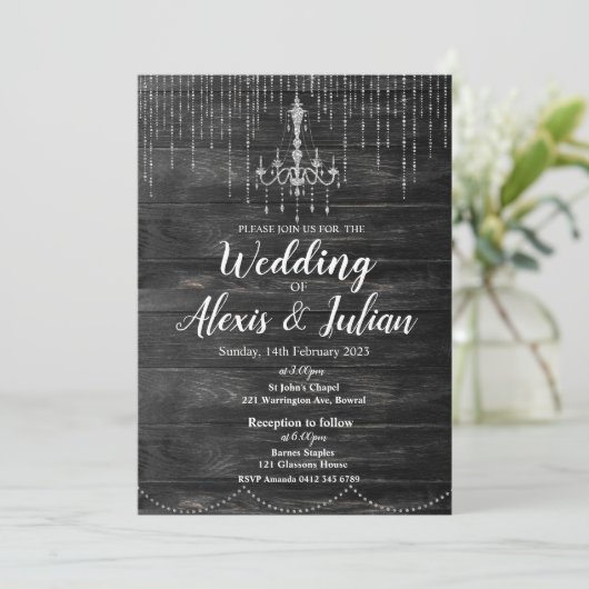 Editable Elegante Wedding Invitation - Rustikal Einladung (Stehend Vorderseite)