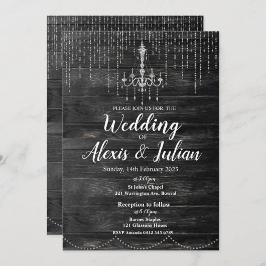Editable Elegante Wedding Invitation - Rustikal Einladung (Vorne/Hinten)