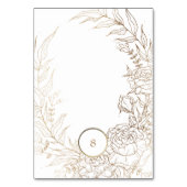 Editable Elegante White Gold Custom Wreath Wedding Tischnummer (Rückseite)