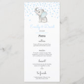 Editable Elephant Party Menu, Babydusche Menükarte (Vorderseite)