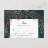 Editable Emerald Blume Wreath Copper Foil Wedding RSVP Karte (Vorderseite)