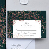 Editable Emerald Blume Wreath Copper Foil Wedding RSVP Karte