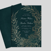 Editable Emerald Blume Wreath Gold Foil Wedding Einladung