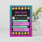 Editable Emoji Birthday Einladung (Stehend Vorderseite)